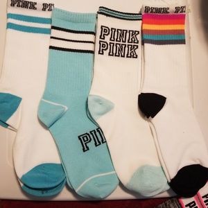 Womens VS Pink crew socks, 4 pairs new, athletic